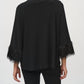 Joseph Ribkoff - Trapeze Top With Feather Cuffs