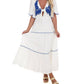 Blue Blush - Embroidered Dreams Tiered Midi Dress