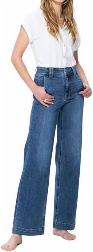 Judy Blue - High Waist Double Button Wide Leg Denim Jeans