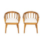 Klismos Dining Armchair Set of 2 - Teak / Beige