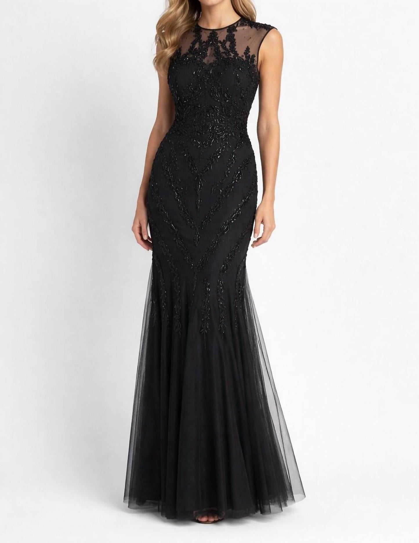 Alexander By Daymor - Illusion Embroidered Mesh Gown