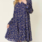 Double Take - Full Size Printed Ruffle Hem Long Sleeve Tiered Dress