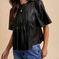 Anniewear - Leather PinTuck Detail Blouse