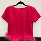 Mittoshop - Women's Barbie Girl Feather Short Sleeve Top