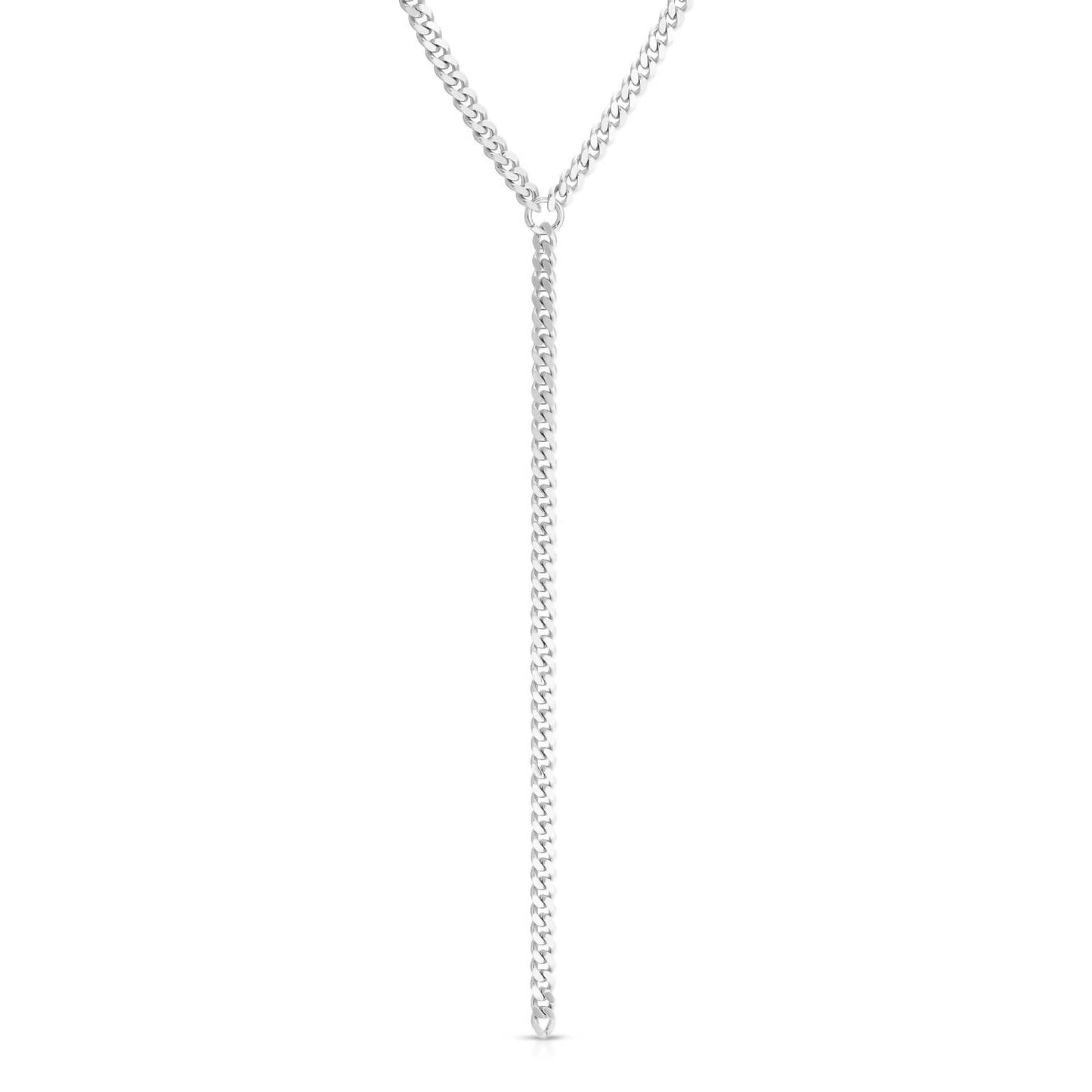 Eklexic - Women's Micro Link Curb Chain Lariat Necklace