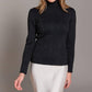 Alashan Cashmere - Fine Marino Mitra Lurex Rib Turtle Neck Top