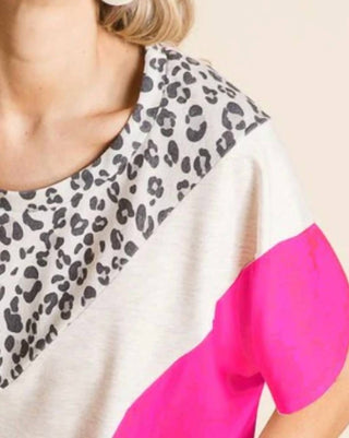 Bibi - Leopard & Color Block Top