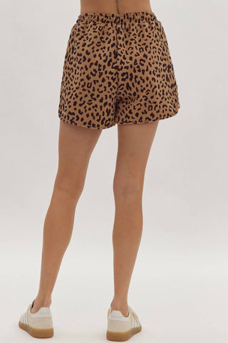 Entro - Animal Print Drawstring Shorts