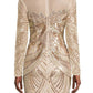 Aidan Mattox - Illusion Crew Neck Bodycon Embellished Mesh Dress