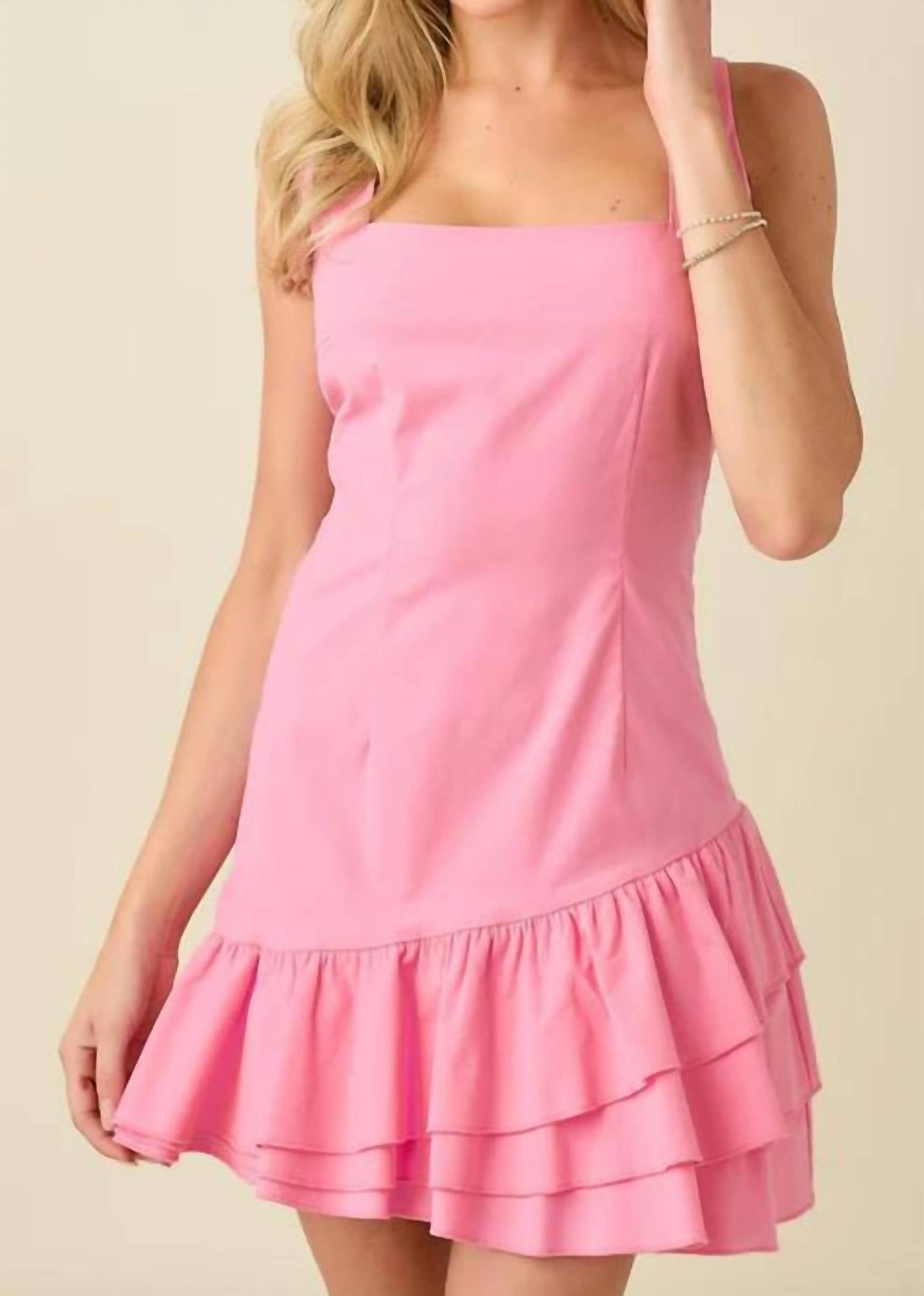Baby Pink - Drop Pleated Mini Dress