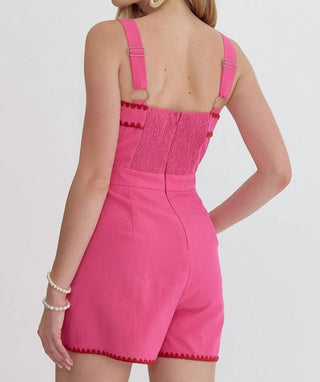 Entro - Solid Romper With Embroidered Detail