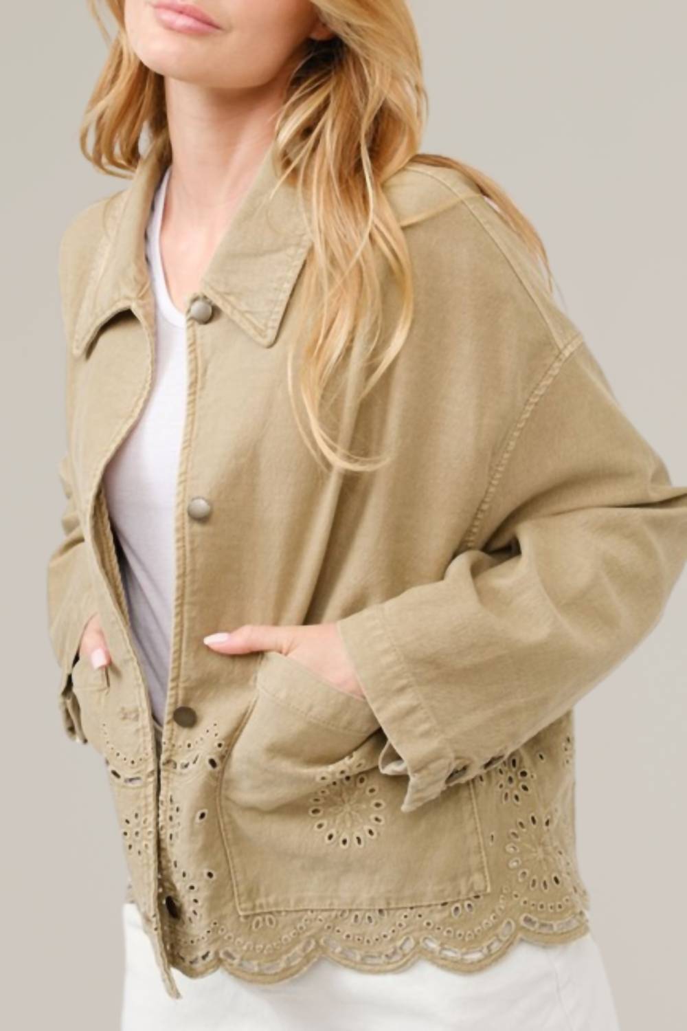 Aaron & Amber - Scalloped Hem Denim Jacket