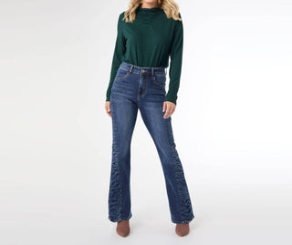 Coco + Carmen - EverStretch Flare Jeans with Side Rouching