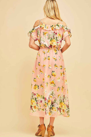 Entro - Floral Lace Up Maxi Dress