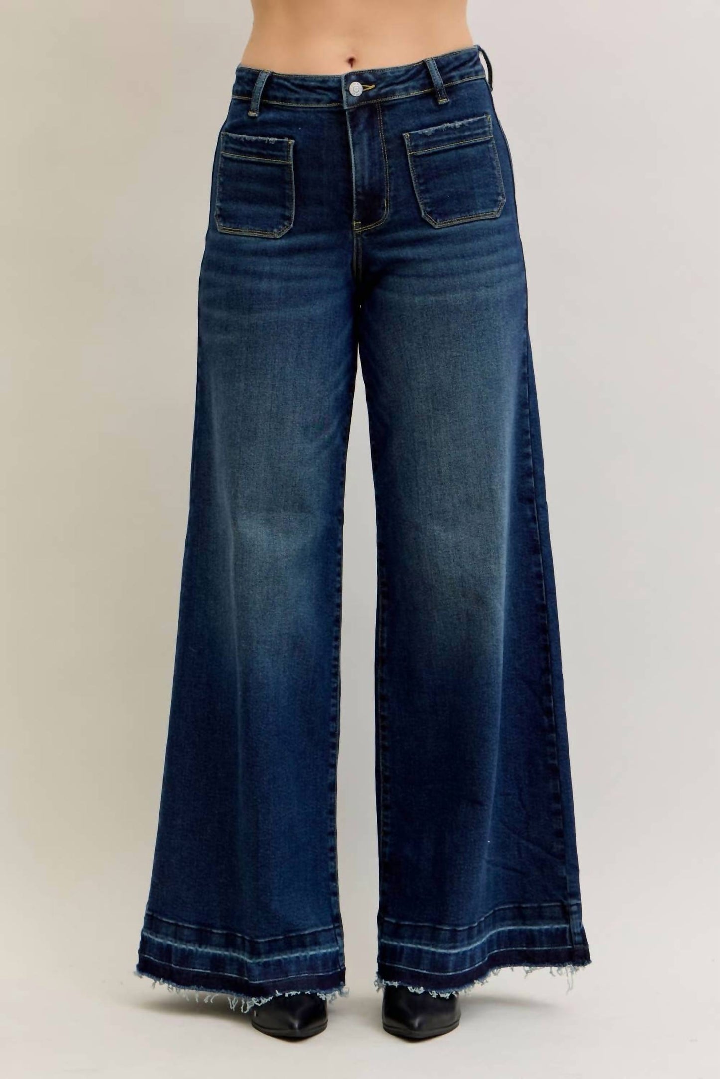 Judy Blue - High Waist Palazzo Front Patch Pockets Jeans
