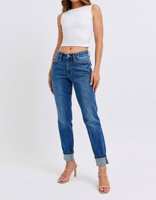 Judy Blue - Mid-rise Boyfriend Jeans With Cuff