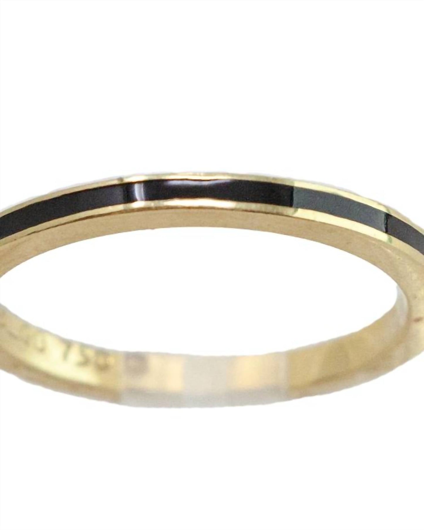 Hidalgo - Black Enamel Thin Band Ring - Size 6.5