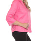 Joseph Ribkoff - Collared V-neck Quarter Sleeve Linen Top
