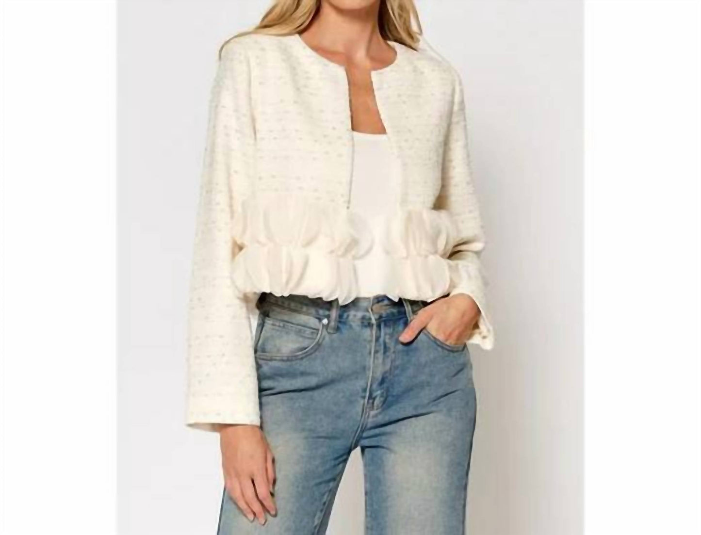 Lalavon - Petal Tweed Crop Jacket