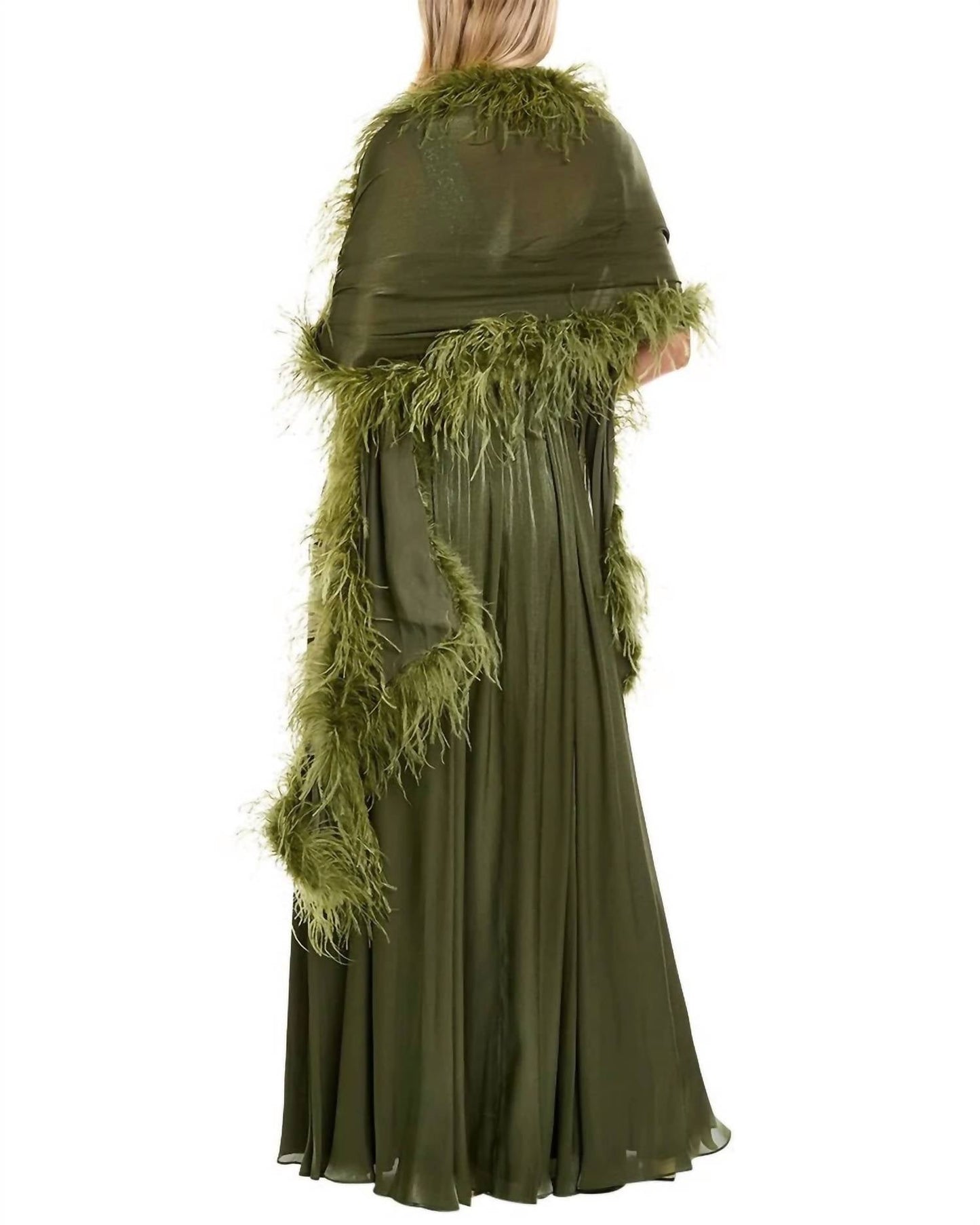 Badgley Mischka - Feather Wrap Sequin Gown
