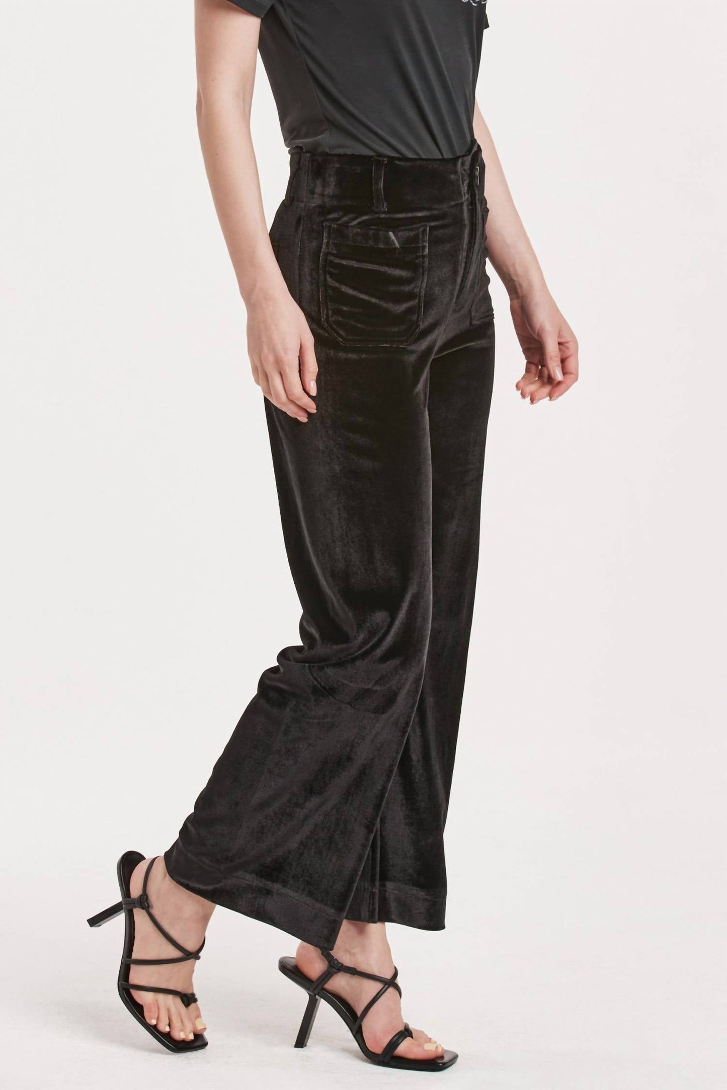 Another Love - Anahi Velvet Flare Leg Cropped Pants