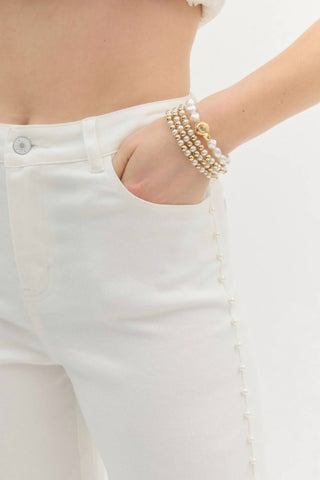 Entro - Pearl Detail Wide Leg Pants