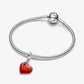 Pandora - Opalescent Red Heart Dangle Charm Sterling silver charm only