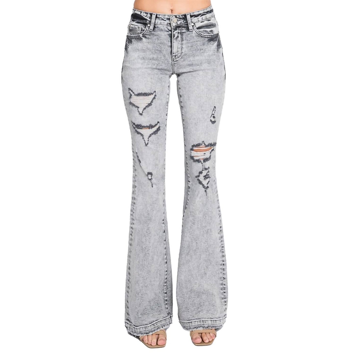 Petra153 - Kelly Mid Rise Stretch Flare Jean With Trouser Hem