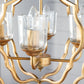 4 Light Metal Chandelier with Adjustable Chain - Gold