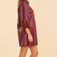 Dolce Cabo - Puff Sleeves Faux Leather Dress