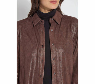 Lysse - Connie Patent Foil Vegan Suede Shacket