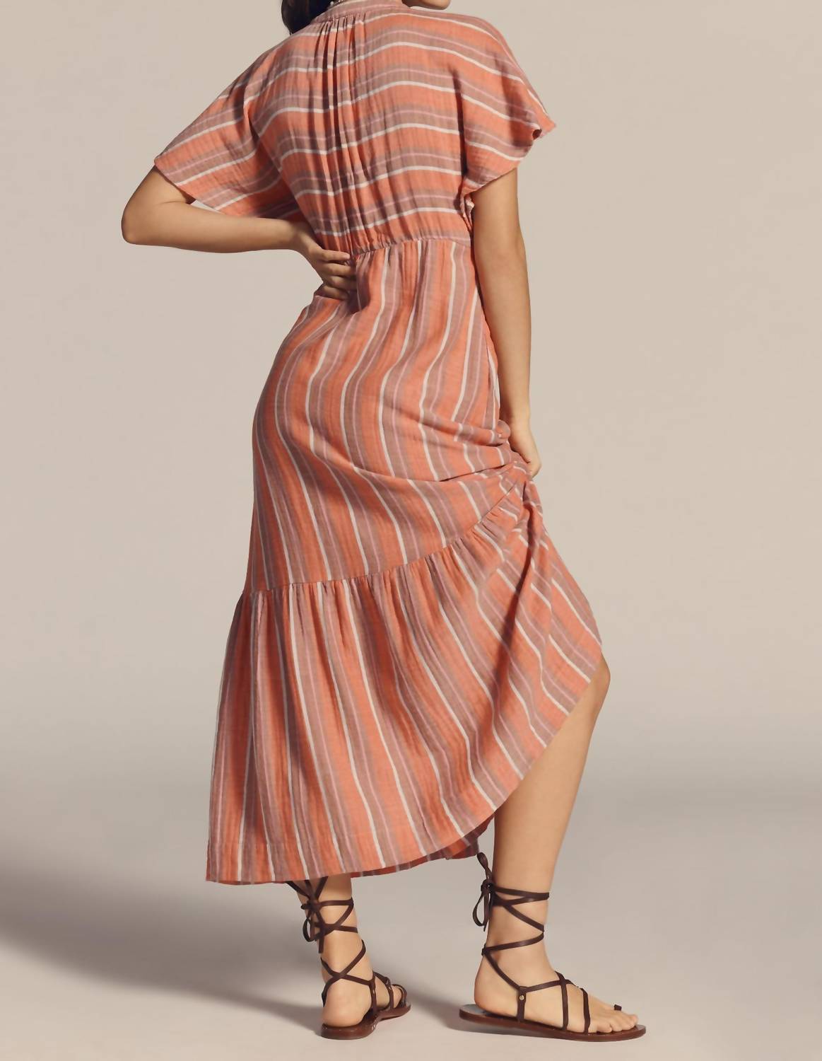 Sundry - Gauze Stripe V-neck Dress