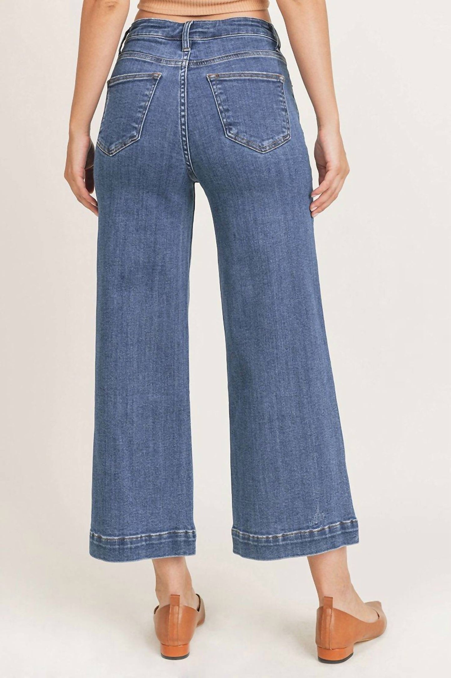 Risen - High Rise Ankle Wide Leg Jeans