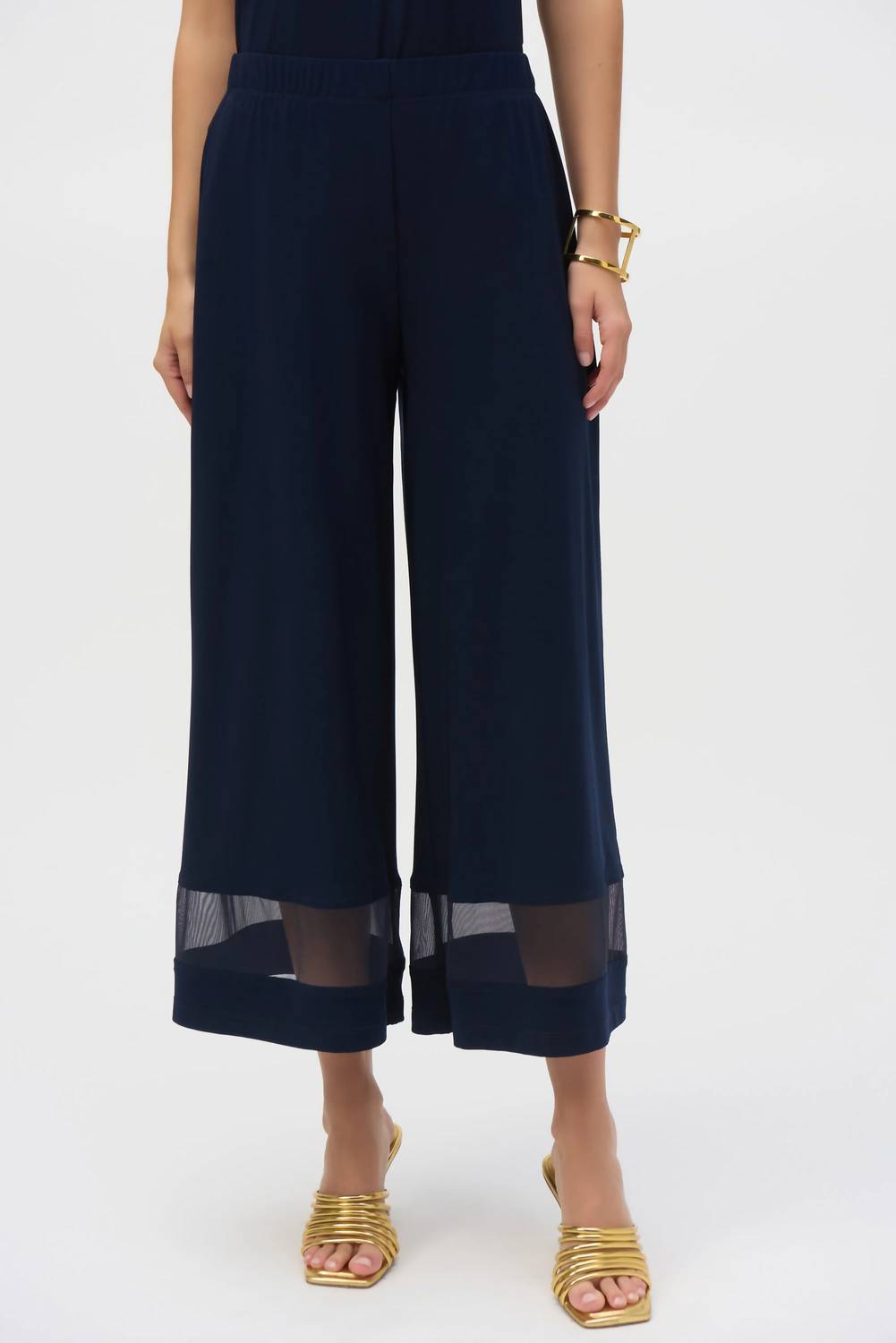 Joseph Ribkoff - High Waist Mesh Insert Wide Leg Pants