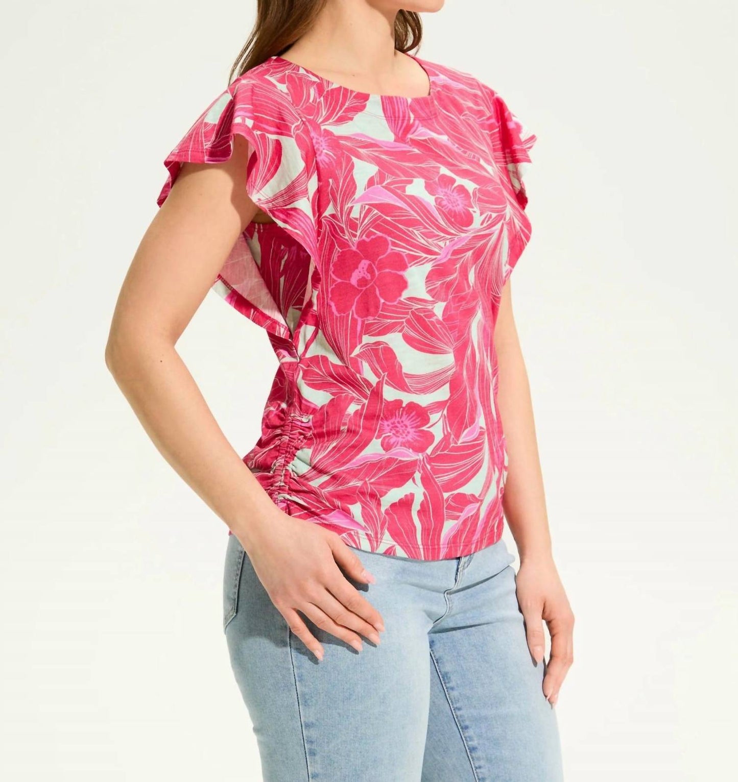 Fdj - Flutter Sleeve Side Ruche Top