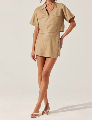 Astr - Deborah Linen Blend Safari Top