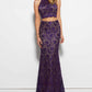 Mac Duggal - Lace Two-Piece Halter Neck Gown