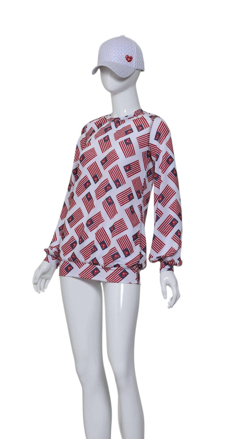 Love Love Tennis - Women's Flag Long Sleeve Crew Tee