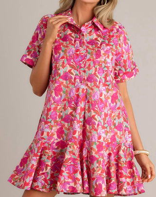 Entro - Floral Button Down Short Dress