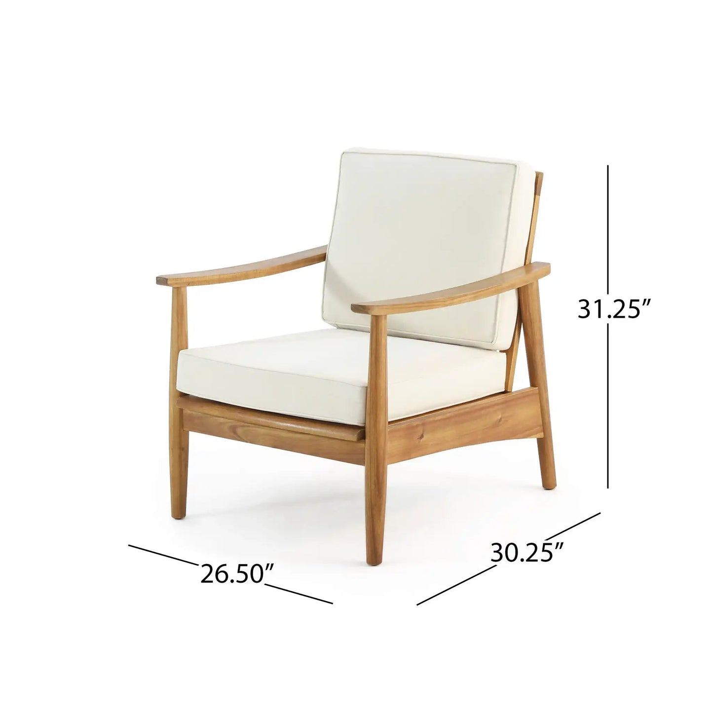 Emmry Outdoor Acacia Wood Club Chair