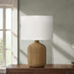 23'' Brown Rattan Table Lamp with Beige Shade