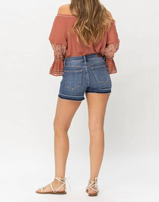 Judy Blue - Mid Rise Release Hem Shorts