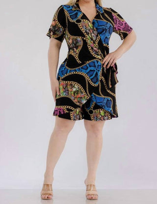 Karen T Design - Chain Print Wrap Romper