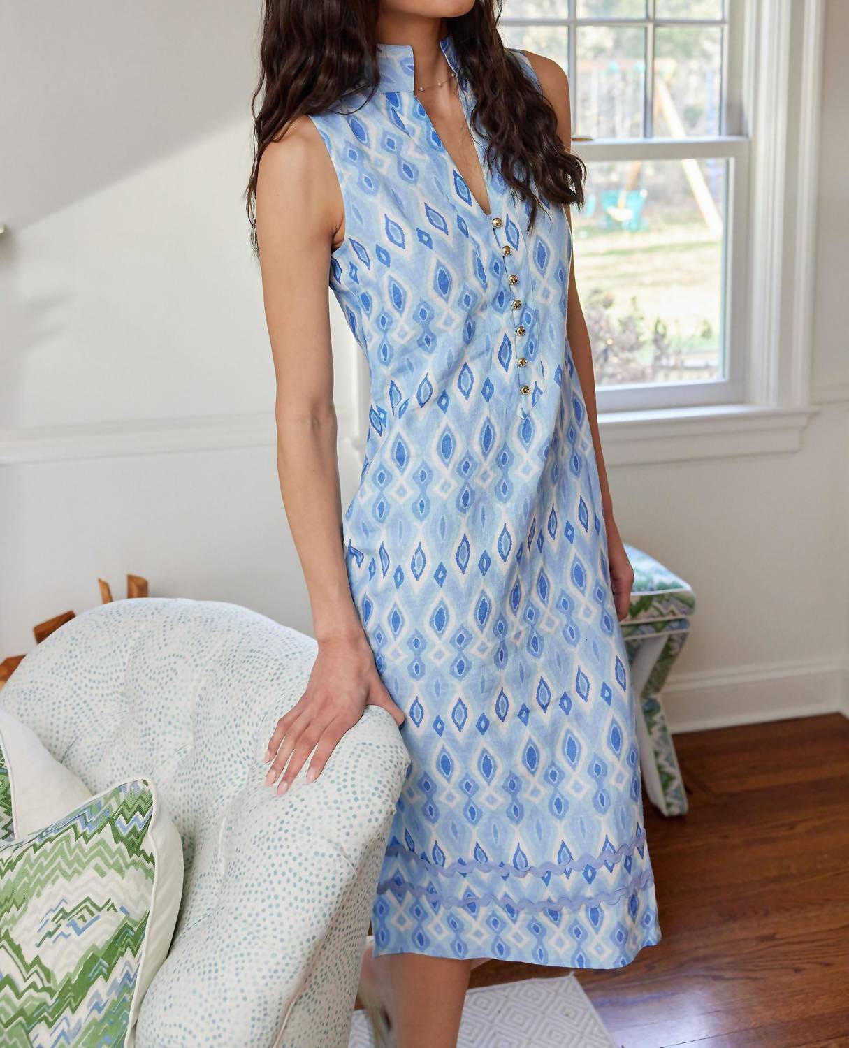Sail To Sable - Ikat Button Front Midi Tunic