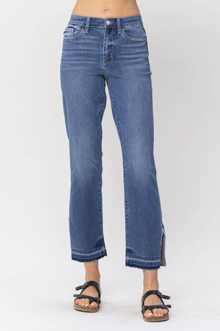 Judy Blue - High Waist Fray Slit Release Hem Straight Denim Jeans