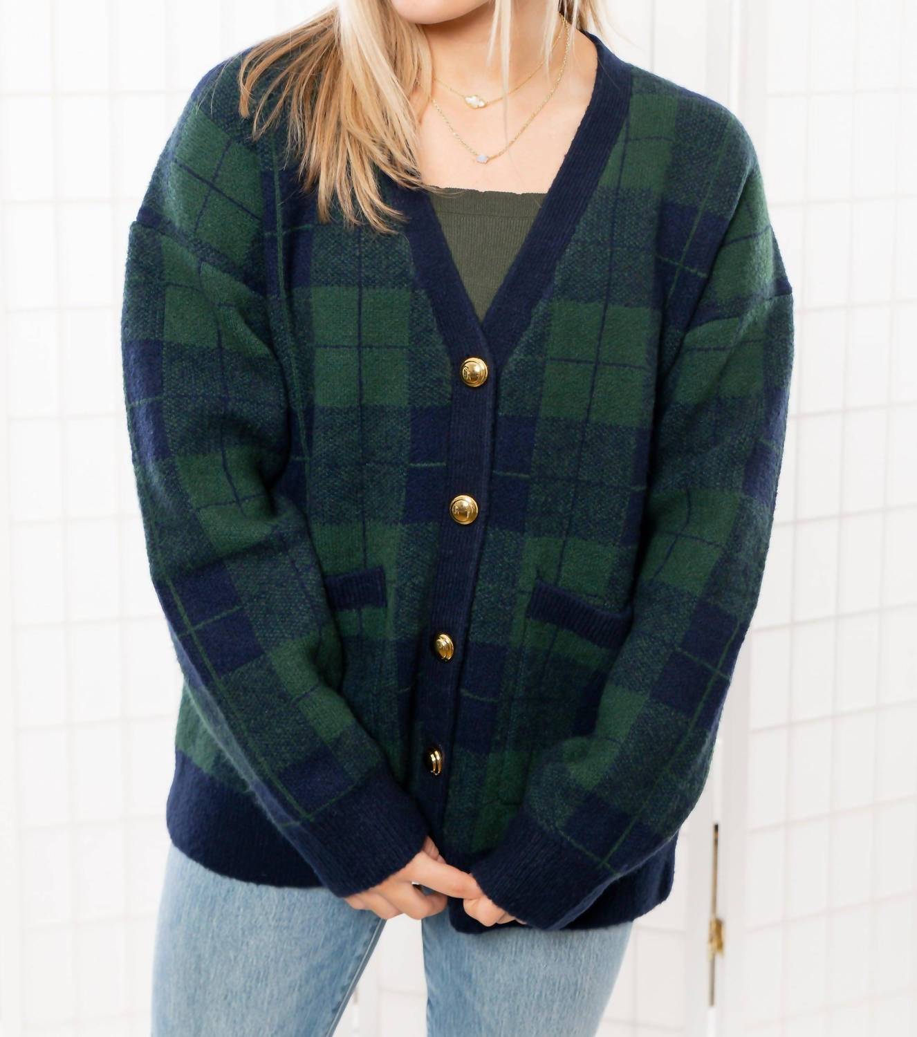 2.7 August Apparel - Winter Days Plaid Button Down Cardigan