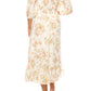 52Seven - Three Quarter Sleeve Floral Midi Dress