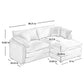 Modern Oversized Modular Cushion Sofa With Ottoman, Low Back, Deep Seating Sofa Set