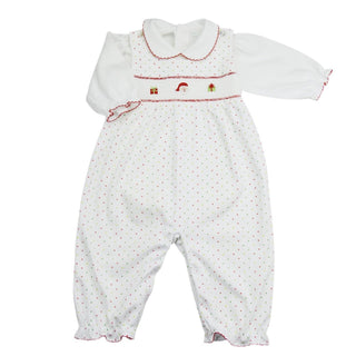 Baby Threads - Baby Girls Tis The Season 2-piece Smocked Romper Set