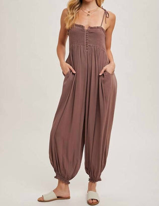 Bluivy - Isadora Smocked Button Front Jumpsuit